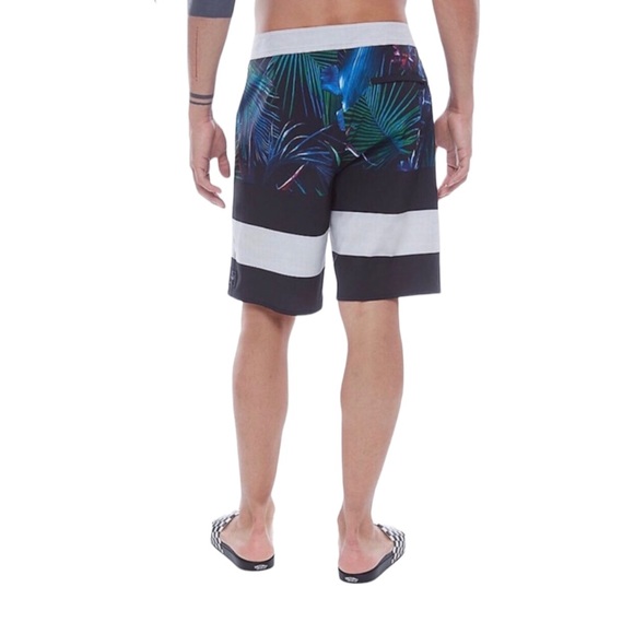 Vans Era Black/Multicolor Striped Tropical Floral Print Swim Boardshort Trunks - Picture 2 of 7